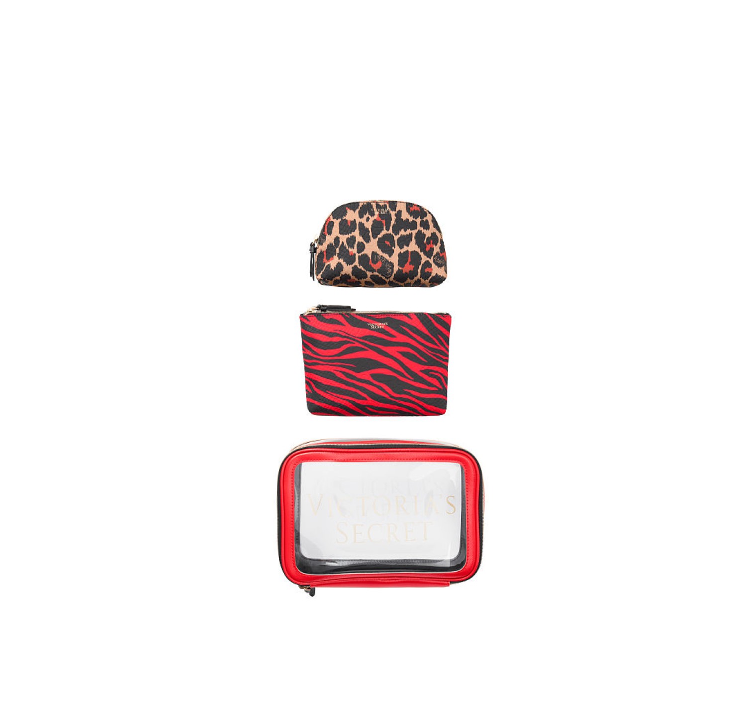 3 в 1 косметичка Victoria’s Secret Leopard mix Backstage Nested Trio