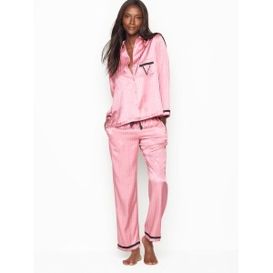 Пижама Victoria’s Secret The Satin PJ Set Pink Stripes