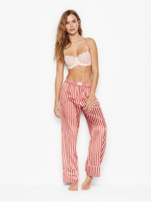 Пижама в полоску Victoria’s Secret The Satin PJ Set Long Apricot Blossom Stripe