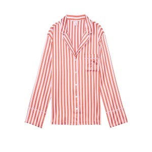 Пижама в полоску Victoria’s Secret The Satin PJ Set Long Apricot Blossom Stripe
