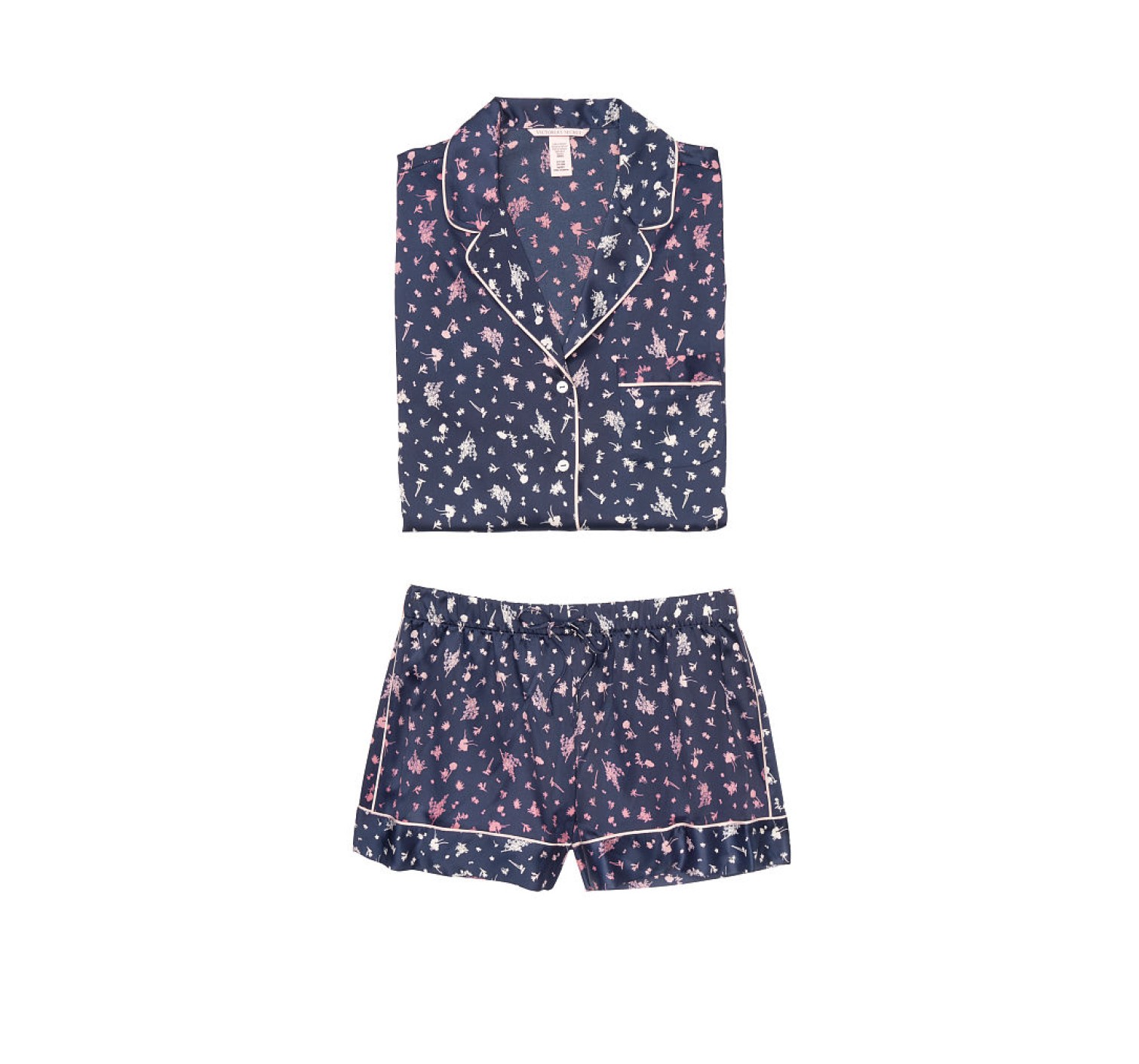 Сатиновая пижама Victoria’s Secret The Satin Short PJ Set Blue Ombré Floral Border