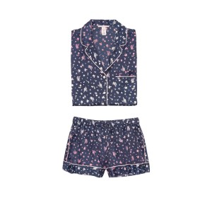 Сатиновая пижама Victoria’s Secret The Satin Short PJ Set Blue Ombré Floral Border