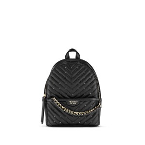Чорний рюкзак Victoria's Secret Embellished V-Quilt VS Small City Backpack Black