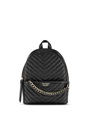 Чорний рюкзак Victoria's Secret Embellished V-Quilt VS Small City Backpack Black