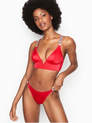 Бралеттка Victoria’s Secret Very Sexy Plunge Red Bra Embellished Strap V-WIRE Long Line