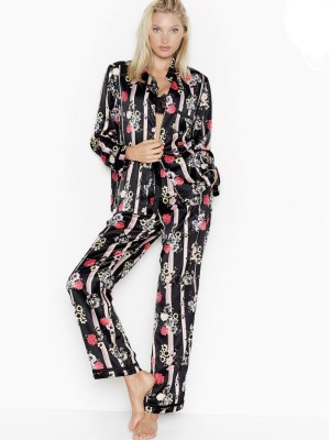 Пижама в полоску Victoria’s Secret The Satin PJ Set Long Floral print