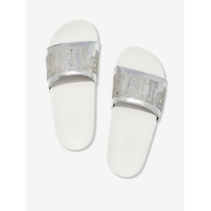 Шлепанцы Victoria’s Secret PINK WHITE & SILVER