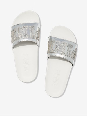 Шлепанцы Victoria’s Secret PINK WHITE & SILVER