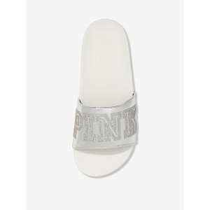 Шлепанцы Victoria’s Secret PINK WHITE & SILVER