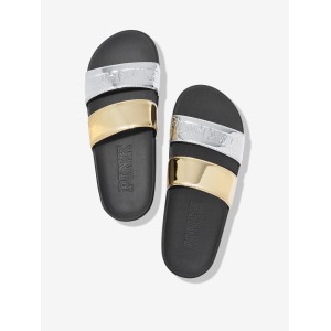Шлепки VICTORIA'S SECRET PINK SILVER &amp; GOLD METALLIC