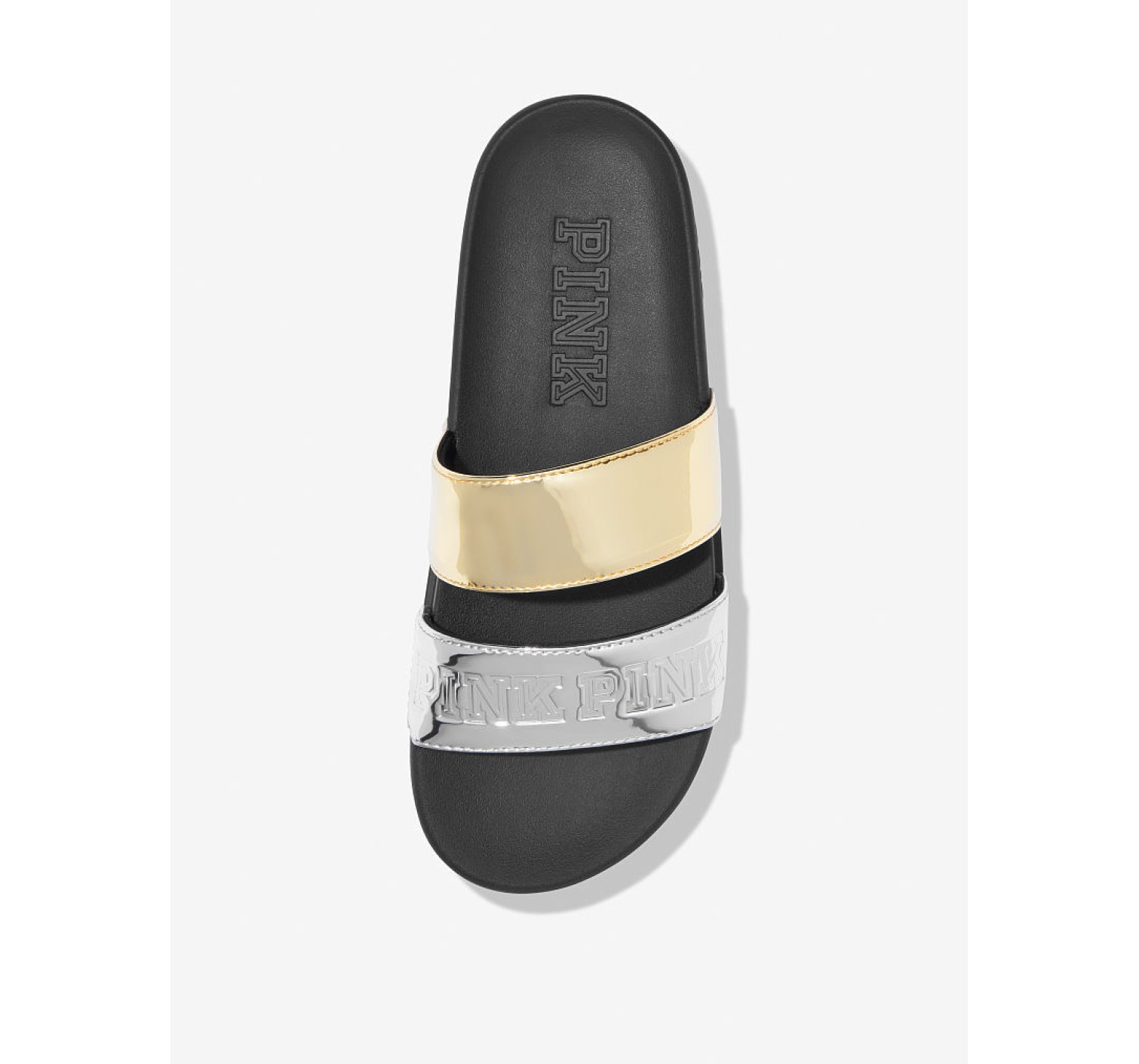 Шлепки VICTORIA'S SECRET PINK SILVER &amp; GOLD METALLIC