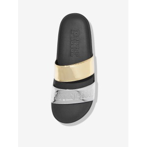 Шлепки VICTORIA'S SECRET PINK SILVER &amp; GOLD METALLIC