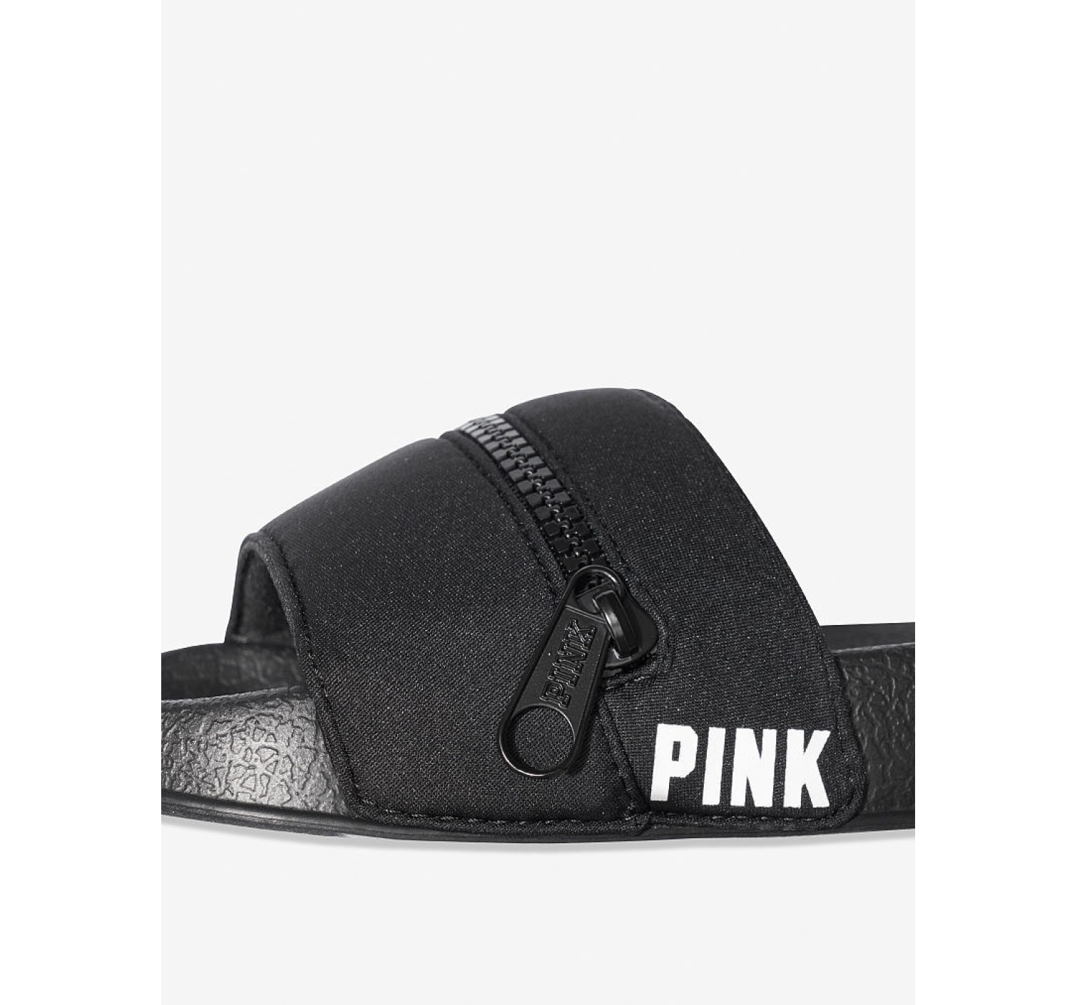ШЛЕПКИ - PINK - BLACK WITH ZIPPER L(р)