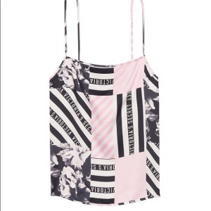 САТИНОВАЯ ПИЖАМКА МАЙКА PINK LOGO - SATIN CAMI - XS(р)