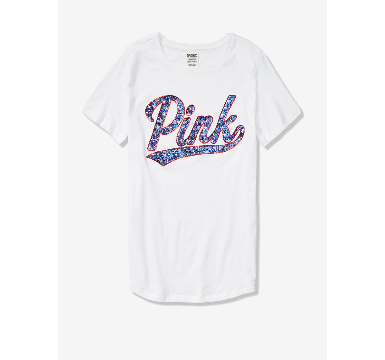 ФУТБОЛКА VICTORIAS SECRET SPORT - SEQUIN PRINT PINK LOGO - WHITE - S(р)