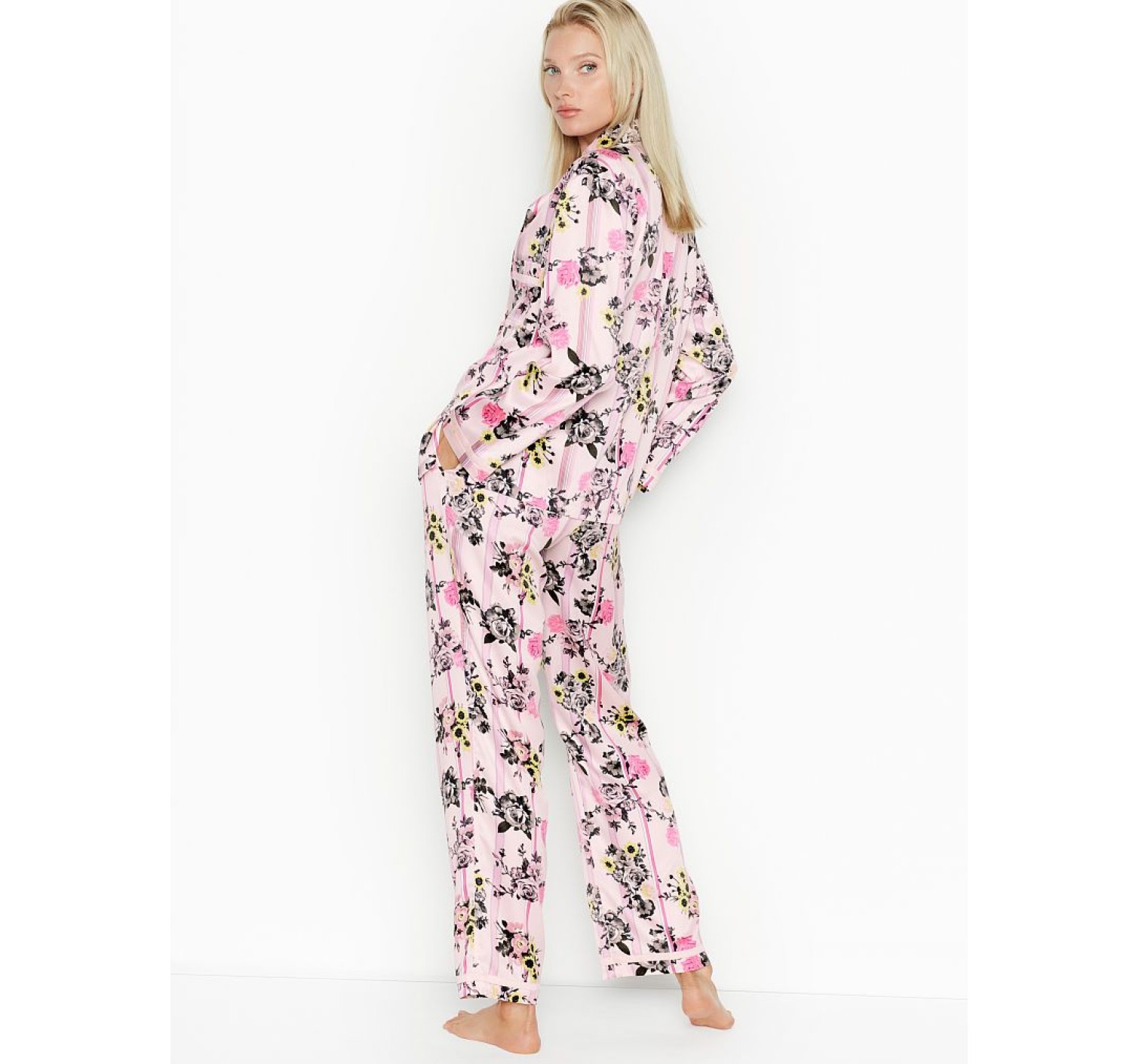 Сатиновая пижама Victoria’s Secret The Satin PJ Set Flowers
