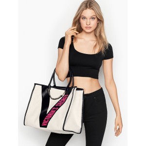 ПЛЯЖНАЯ СУМКА RIBBON LOGO CITY TOTE ВИКТОРИЯ СИКРЕТ WHITE