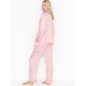 Рожева піжама Victoria's Secret у смужку The Satin PJ Set PINK SCRIPT STRIPE