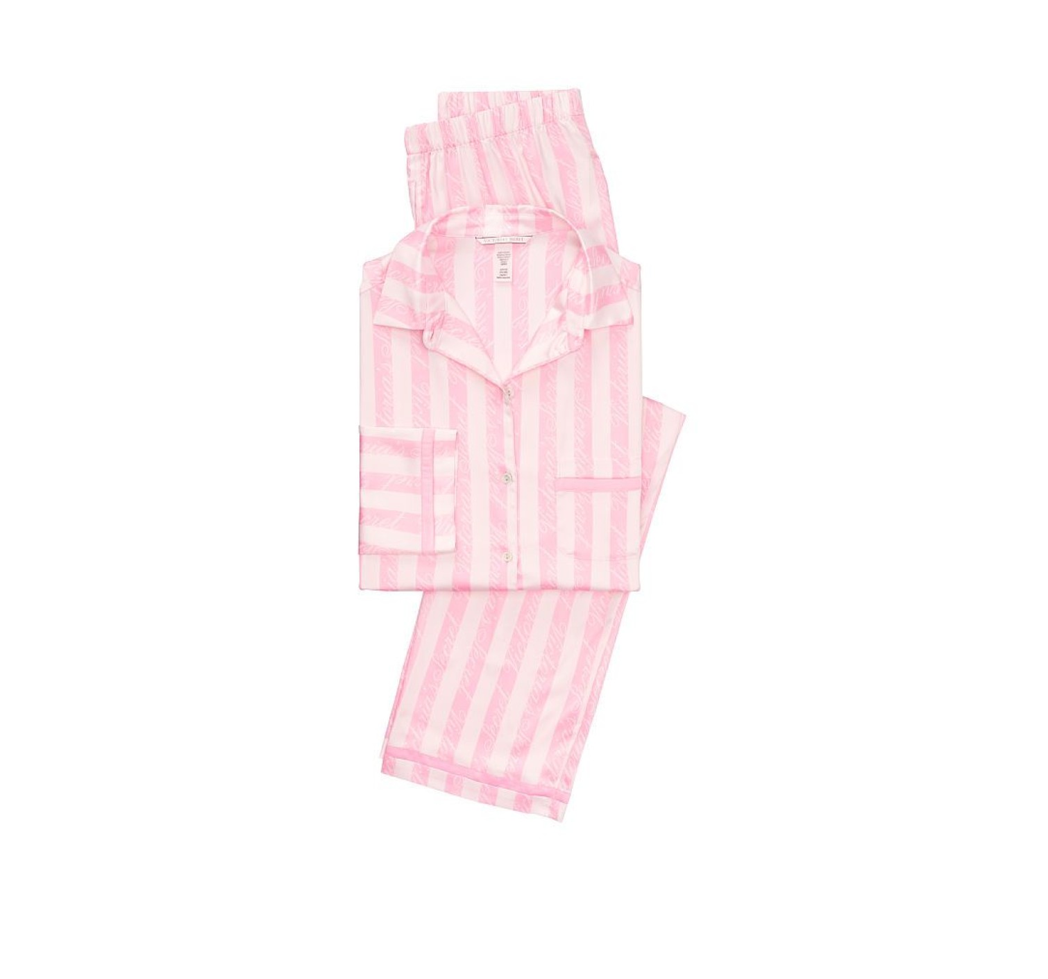 Рожева піжама Victoria's Secret у смужку The Satin PJ Set PINK SCRIPT STRIPE