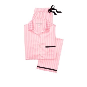 Пижама розовая в полоску Victoria’s Secret Signature Stripes The Satin PJ Set