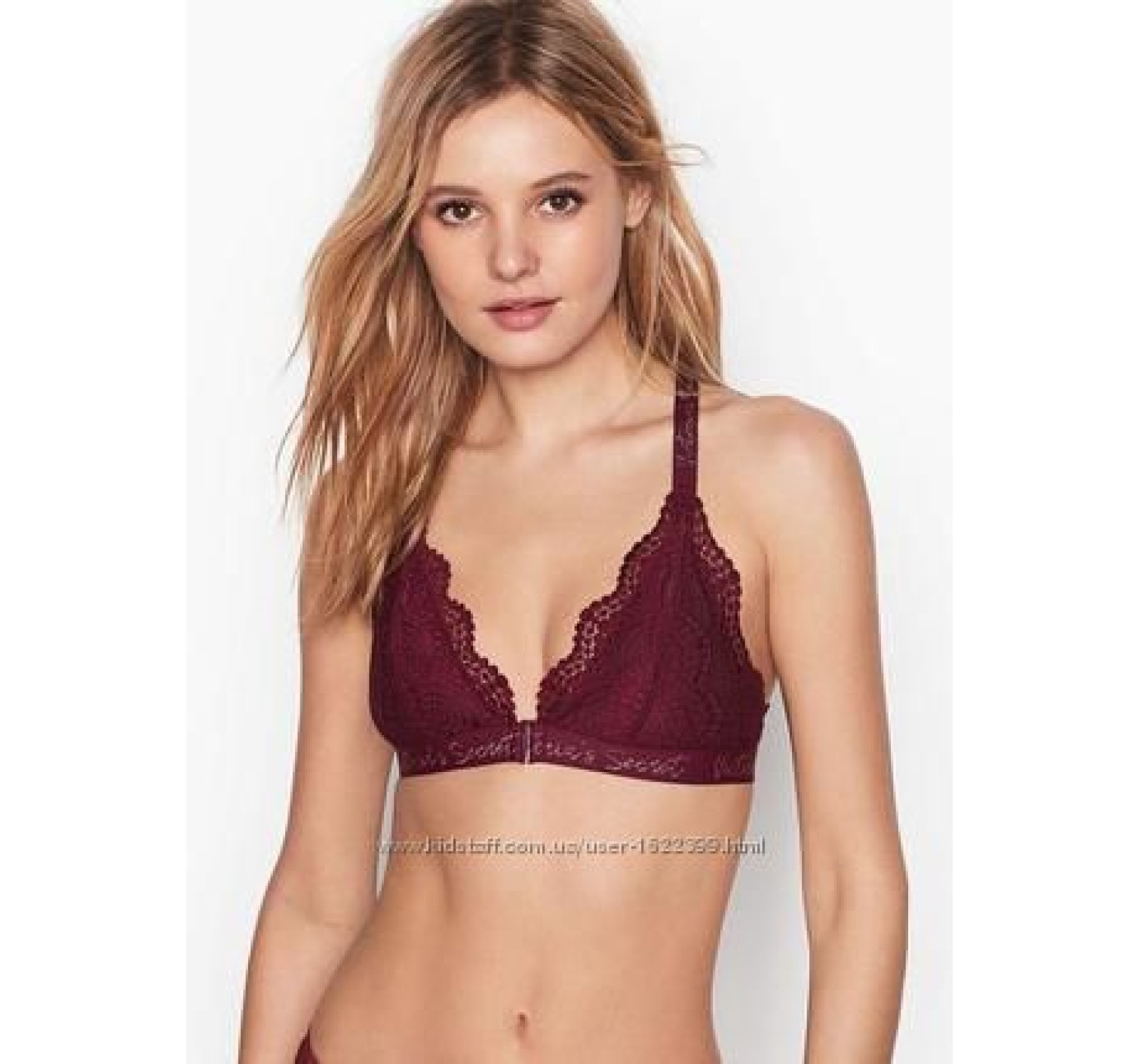 БЮСТГАЛЬТЕР LOGO BRA LACE BRALETTE -  BORDO - VICTORIA'S SECRET - M(р)