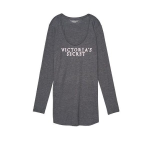 Ночная рубашка Victoria’s Secret SCOOPNECK BLACK Long Sleeve