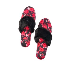 Домашние тапочки Victoria’s Secret Slippers Black floral print