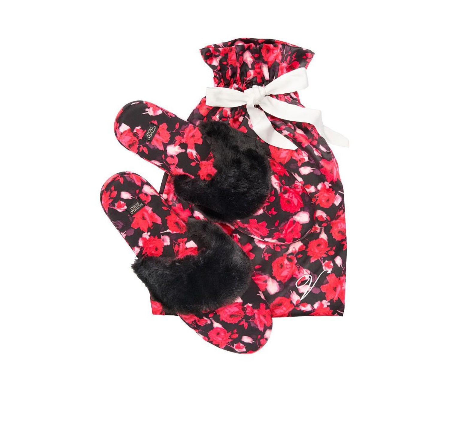 Домашние тапочки Victoria’s Secret Slippers Black floral print