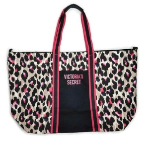 ПЛЯЖНАЯ СУМКА VICTORIAS SECRET TOTE WEEKENDER BAG - WILD LEOPARD PINK PRINT