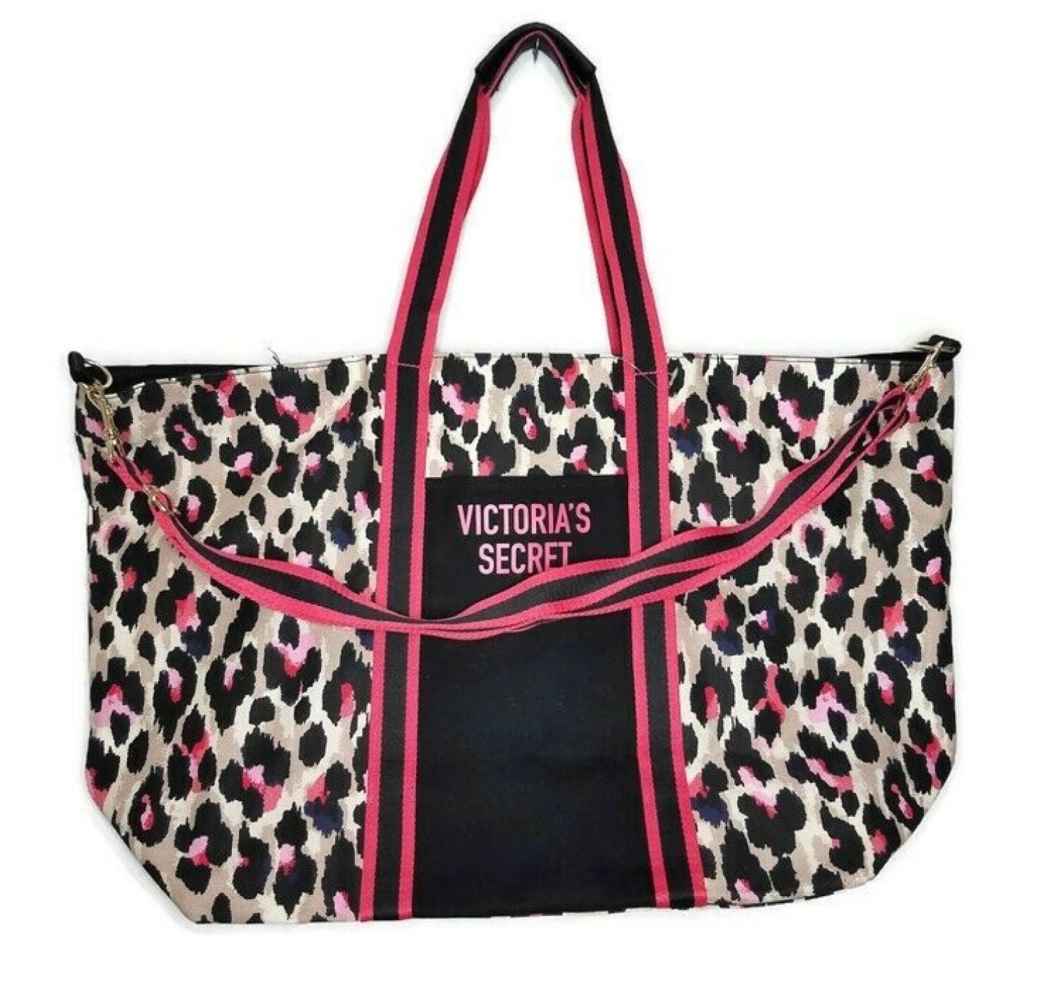 ПЛЯЖНАЯ СУМКА VICTORIAS SECRET TOTE WEEKENDER BAG - WILD LEOPARD PINK PRINT