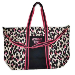 ПЛЯЖНАЯ СУМКА VICTORIAS SECRET TOTE WEEKENDER BAG - WILD LEOPARD PINK PRINT