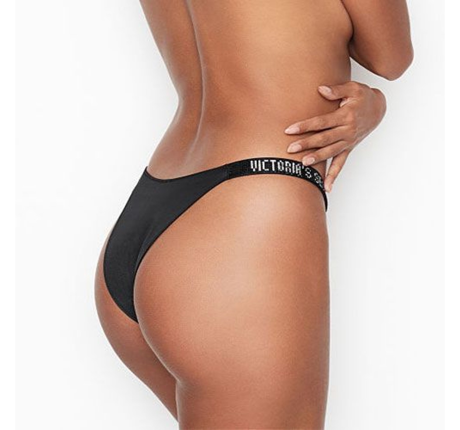Трусики Victoria's Secret Very Sexy Crystal Logo BLACK LOVE Shine Strap