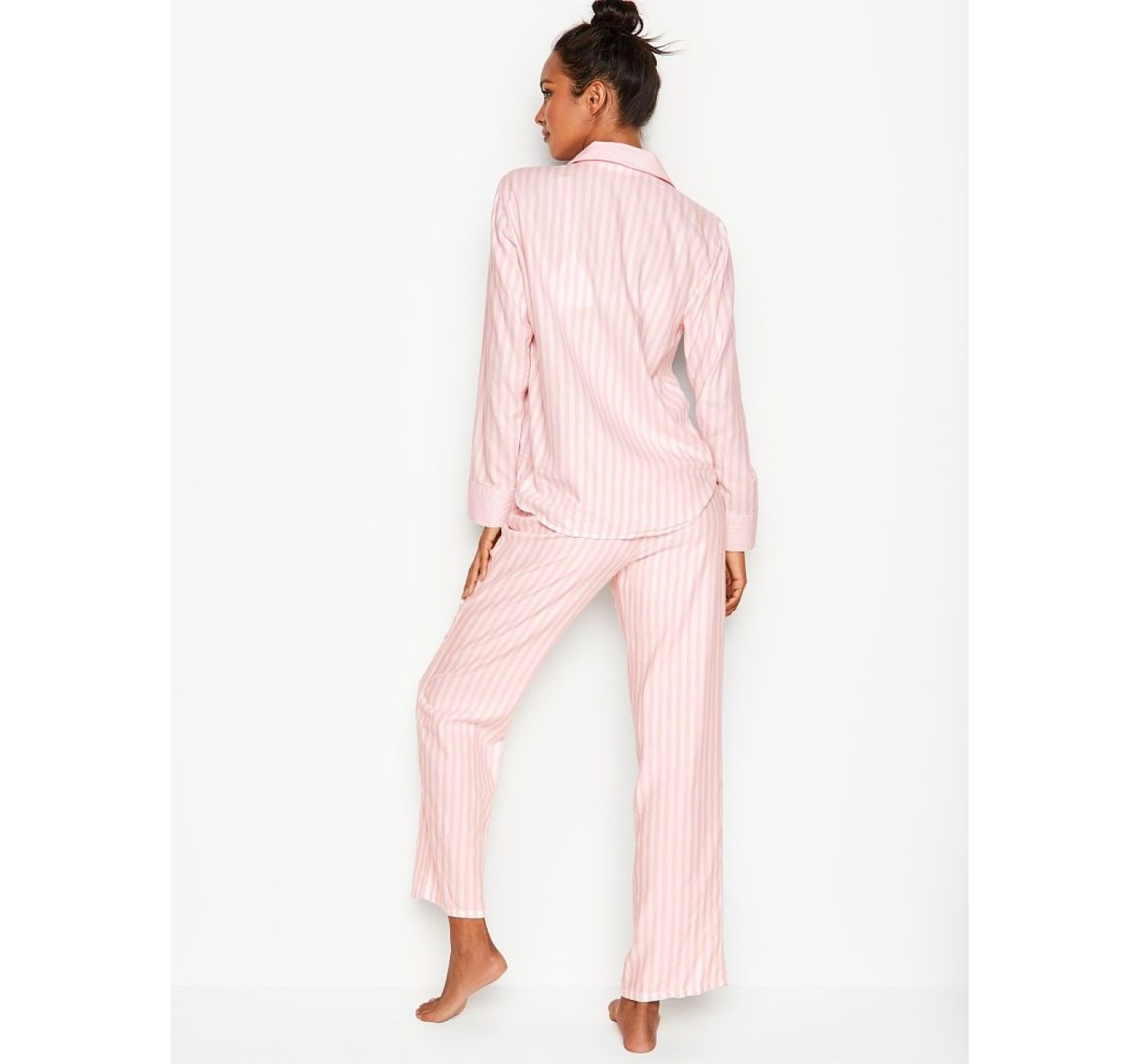 Фланелевая пижама Victoria’s Secret Flannel Long PJ Set в розовую полоску