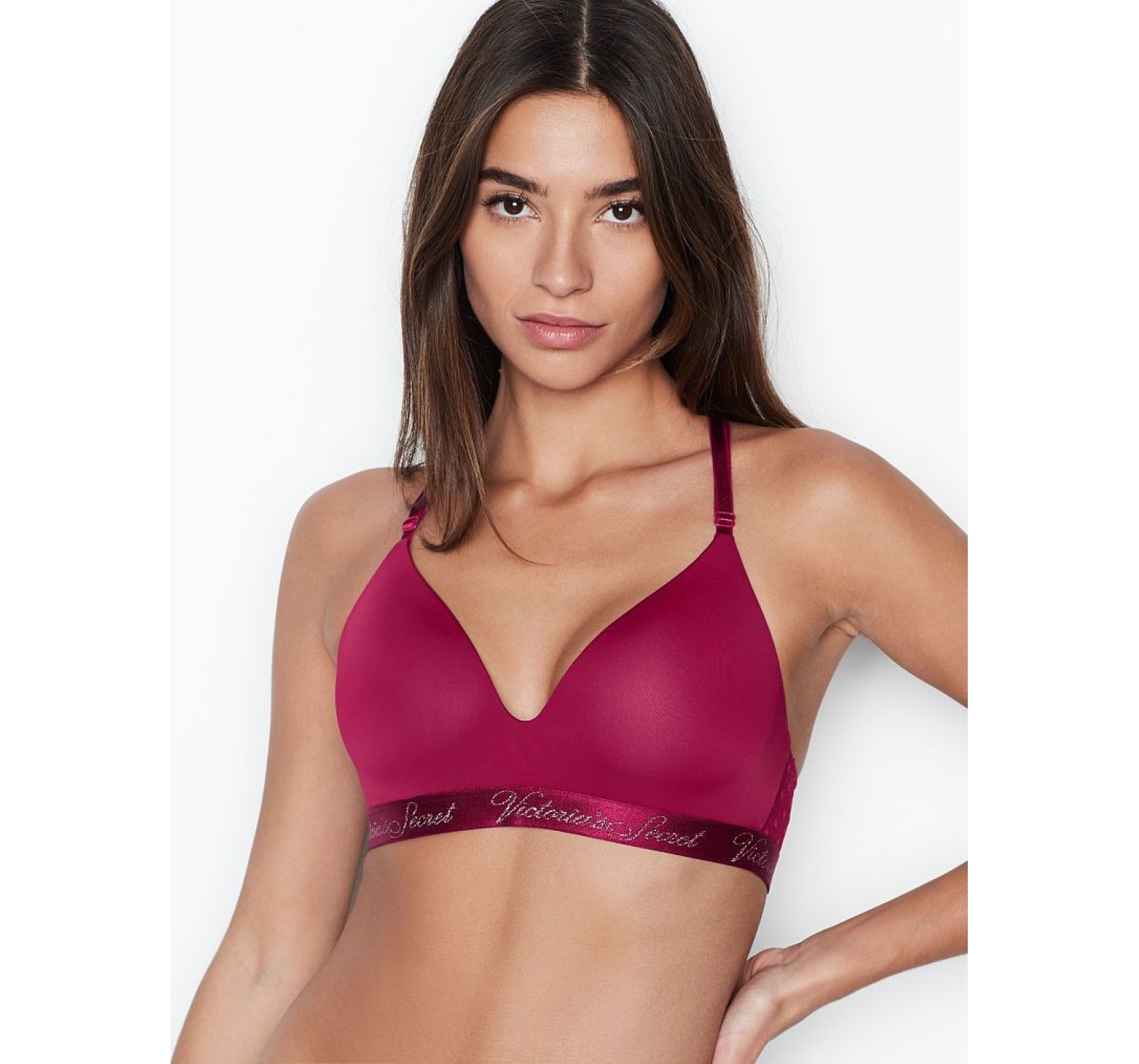 Бюстгальтер Victoria’s Secret Logo Bra Lightly Lined Wireless Razzleberry