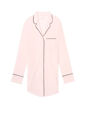 ПИЖАМА VICTORIA'S SECRET - НОЧНАЯ РУБАШКА - Satin-Trim Sleepshirt - Mauve Chalk - M(р)